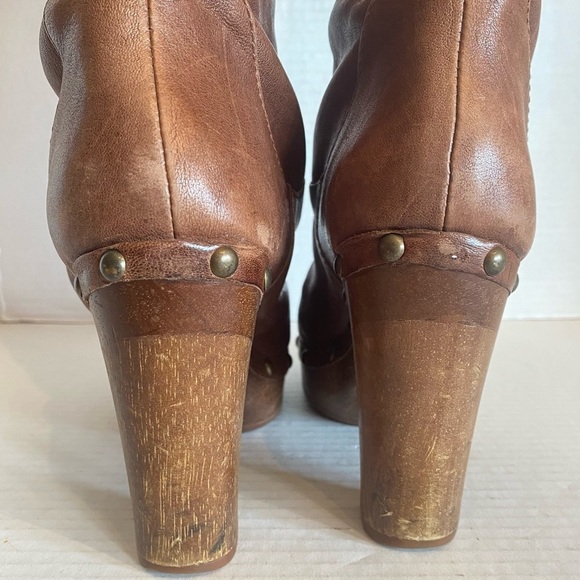 Leather Michael Kors Yolanda Over the Knee Platform Block Heel Brown Boots S z 7 - Picture 11 of 16